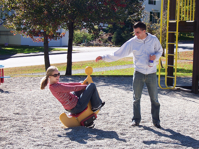 Adults at playground